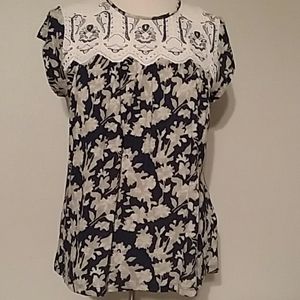 Cute print embroidered top